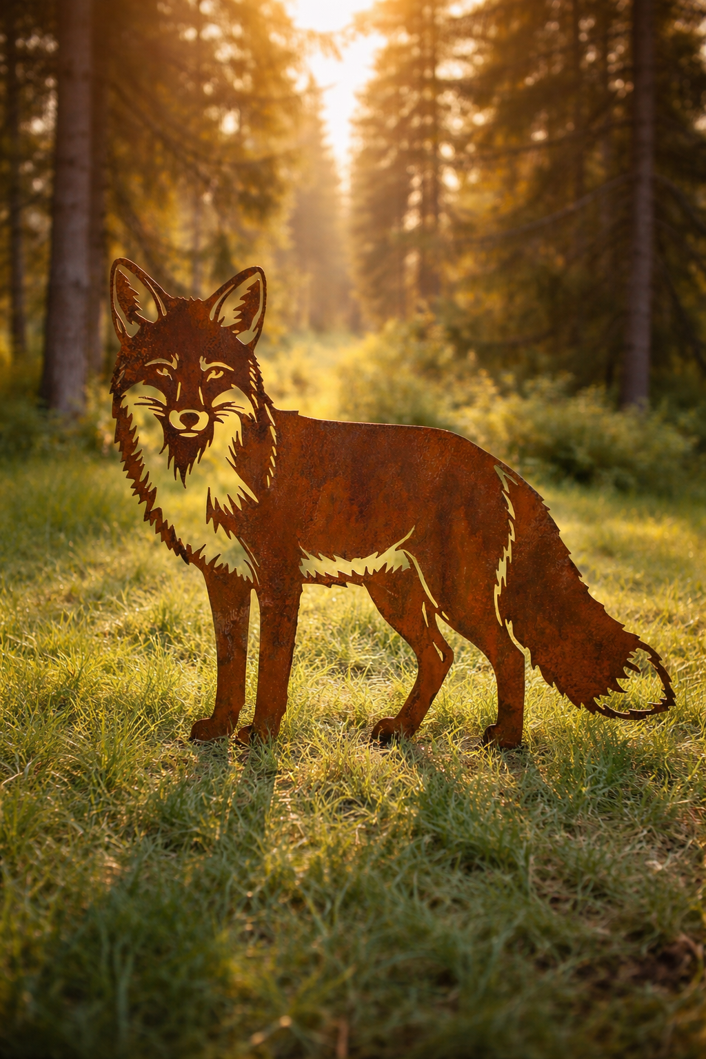 Metal Fox Lawn Art – Handcrafted Steel Yard Stake