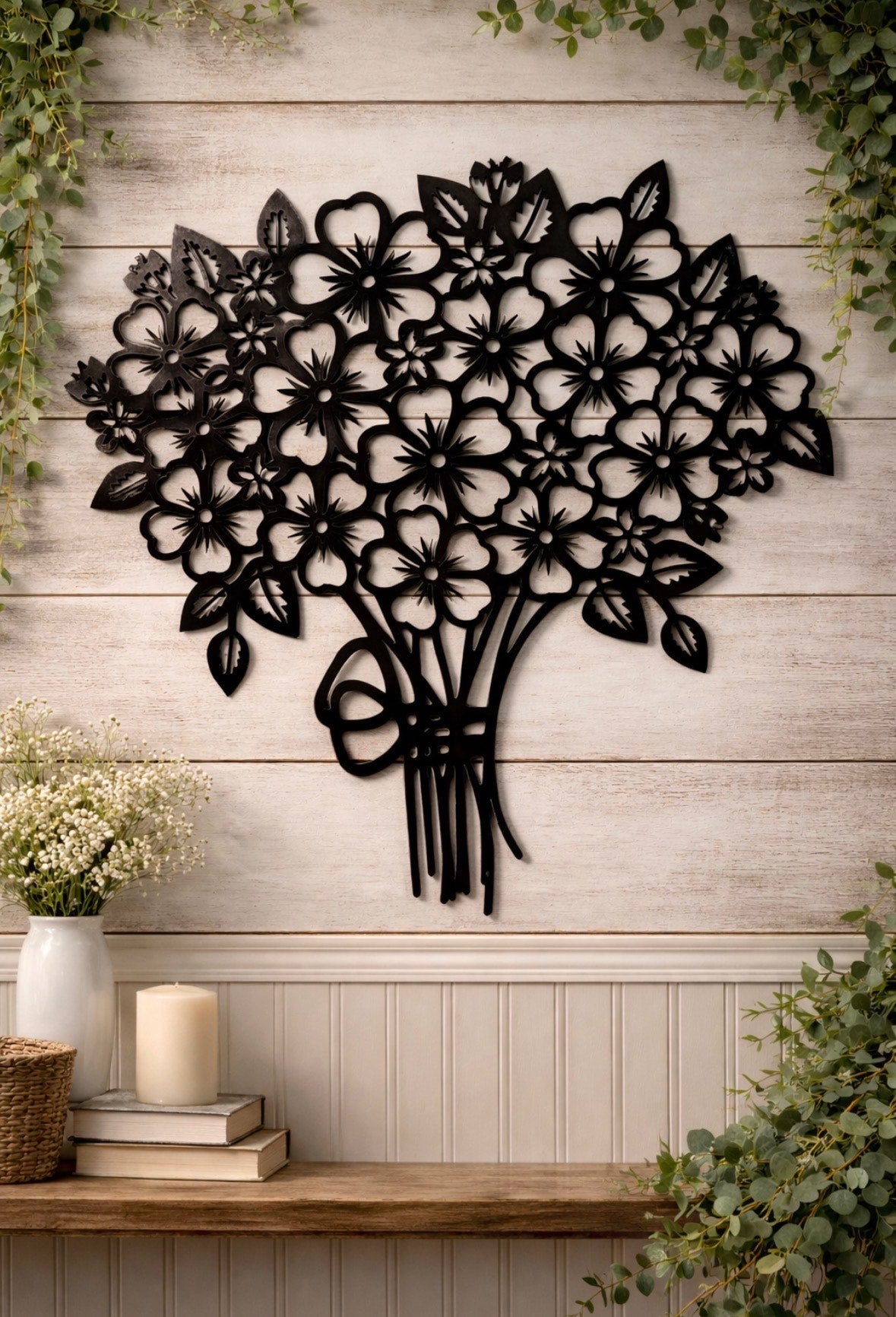 Metal Floral Bouquet Wall Art – Custom Steel Flower Wall Hanging