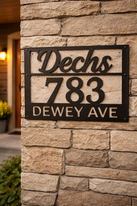 Custom Metal Address Sign – Personalized House Number & Name