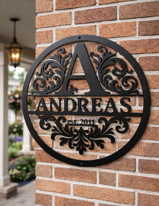 Custom Split Letter Metal Monogram Sign