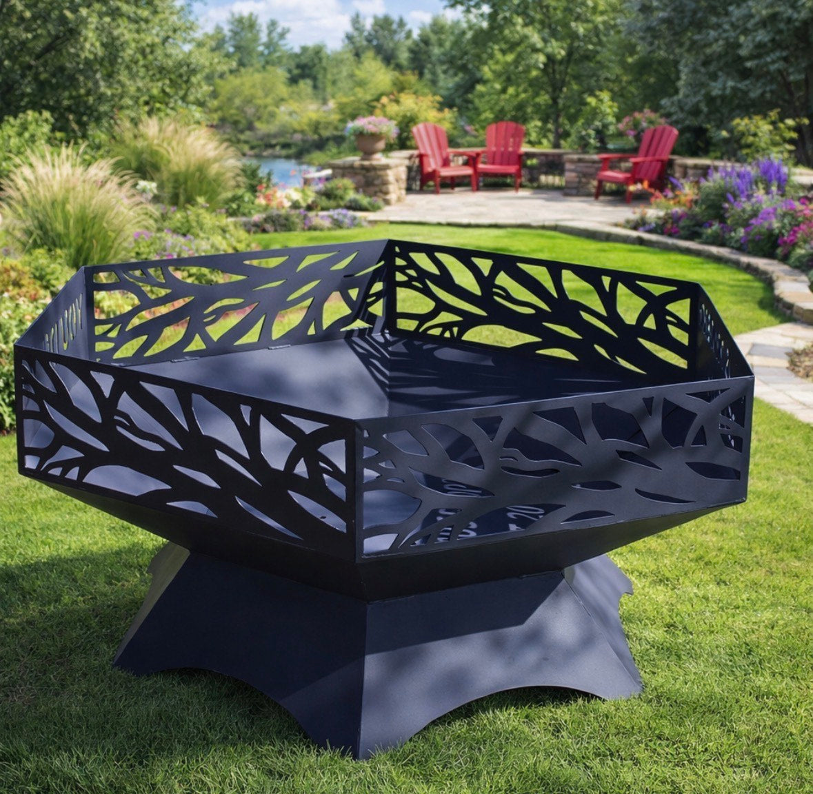 Custom Steel Fire Pit – 42” Wide | Personalized Metal Fire Pit | Made in USA