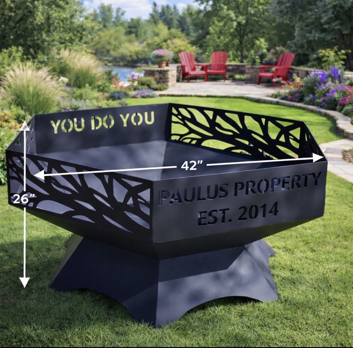 Custom Steel Fire Pit – 42” Wide | Personalized Metal Fire Pit | Made ...