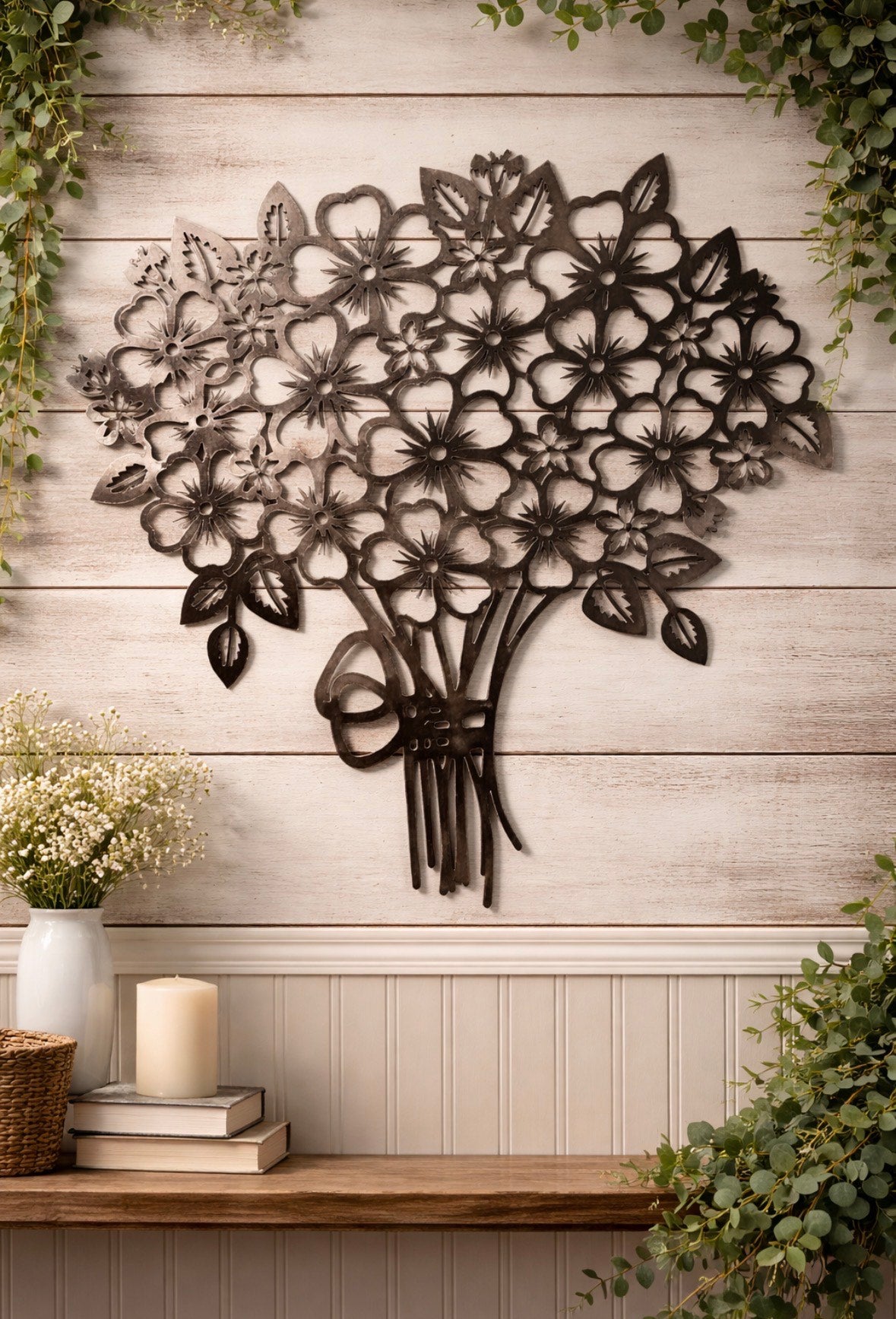 Metal Floral Bouquet Wall Art – Custom Steel Flower Wall Hanging