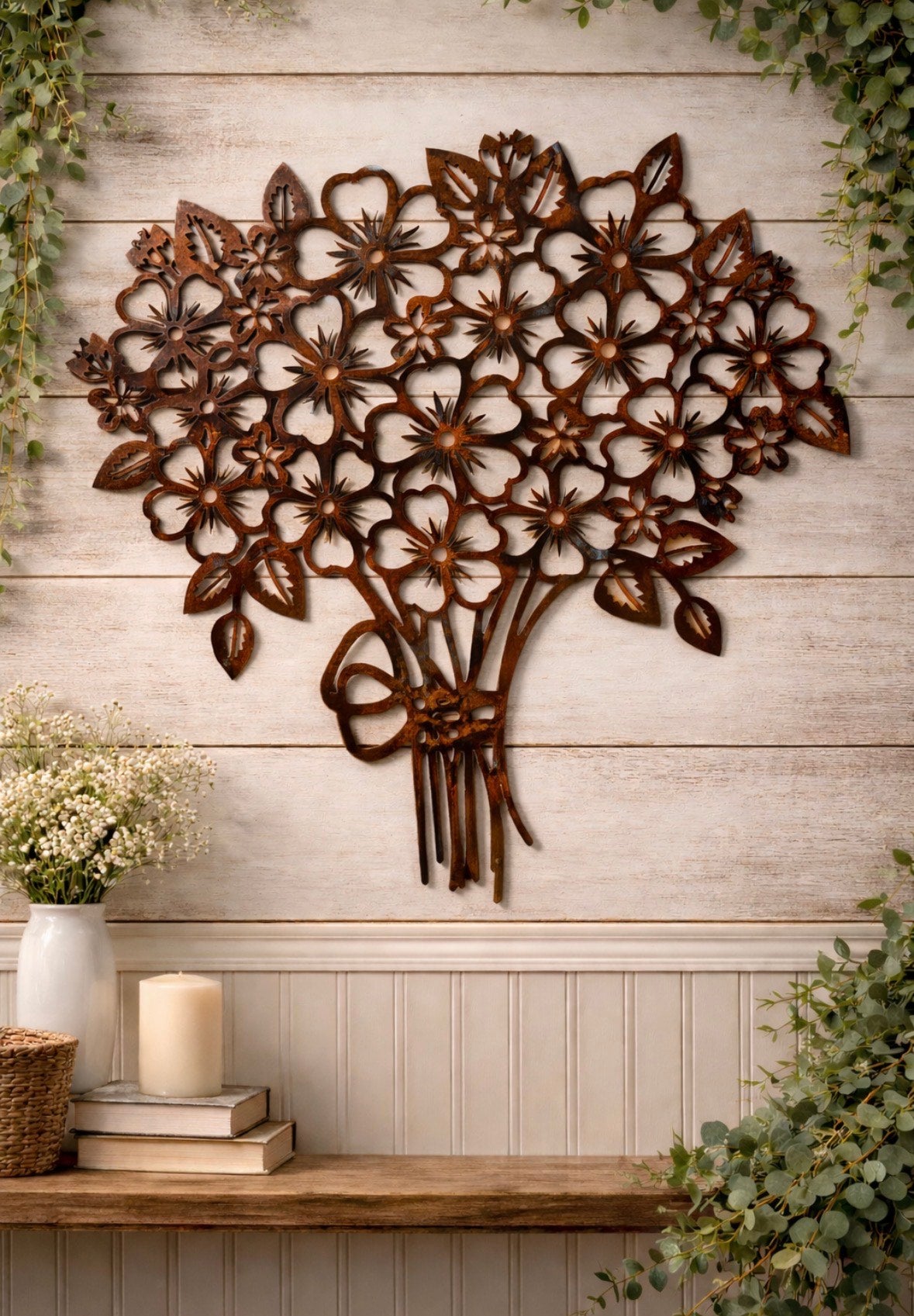 Metal Floral Bouquet Wall Art – Custom Steel Flower Wall Hanging