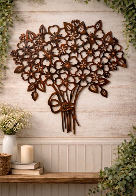 Metal Floral Bouquet Wall Art – Custom Steel Flower Wall Hanging