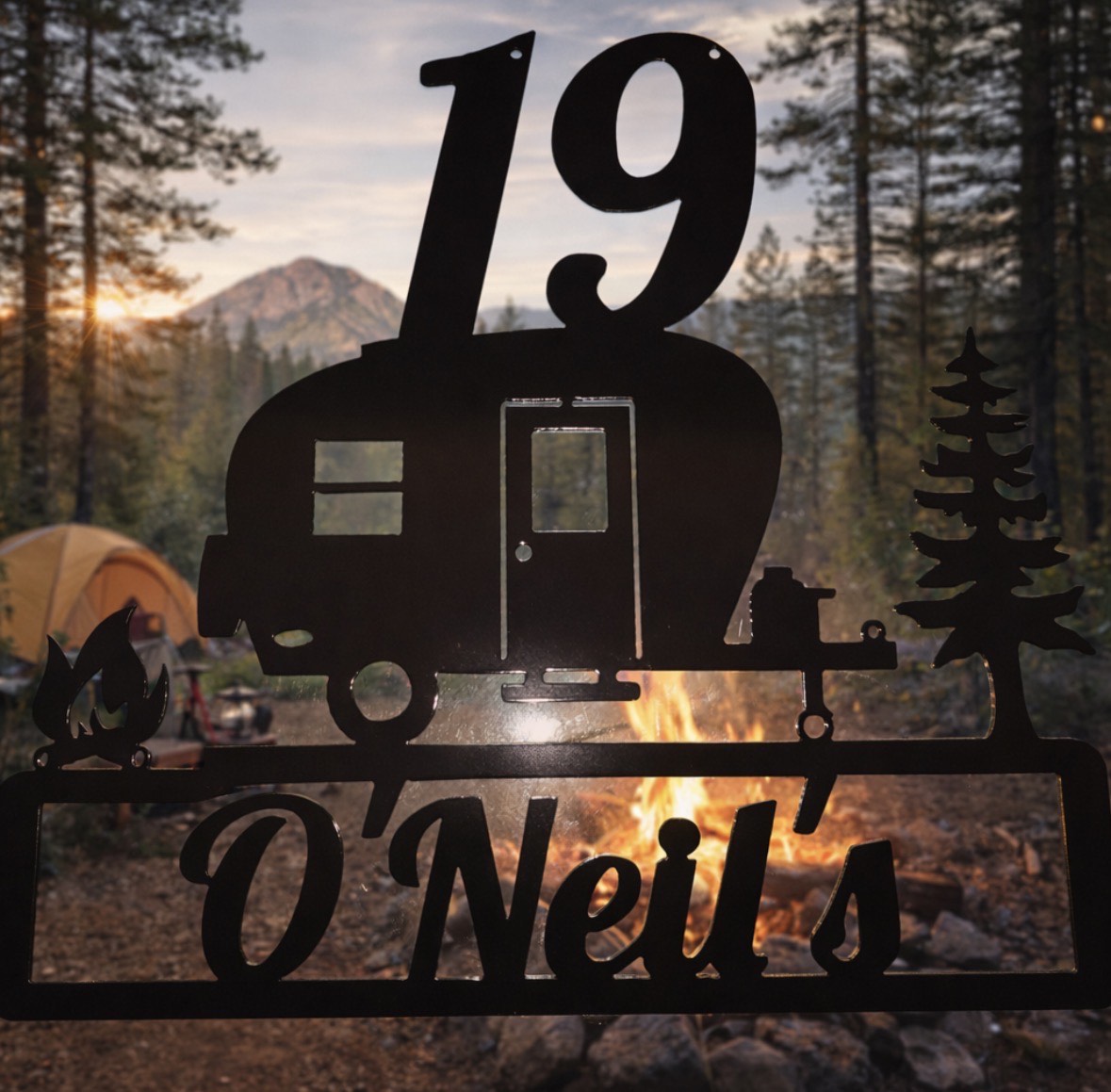 Custom Camping Address Metal Sign – Personalized RV & Outdoor Décor