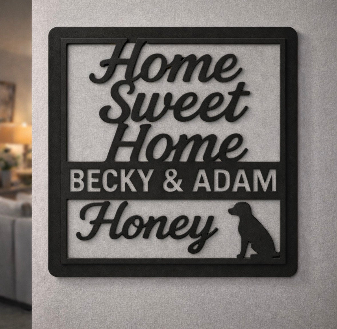 Personalized “Home Sweet Home” Metal Sign – Custom Family & Pet Name Wall Décor