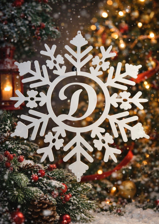 Personalized Snowflake Monogram Metal Ornament